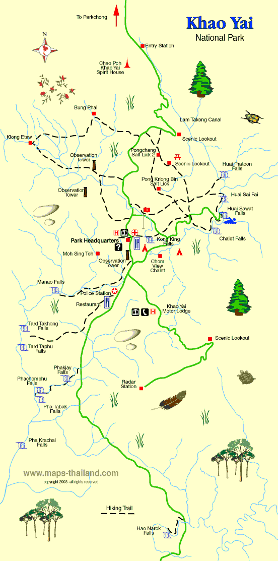 travel map of khao yai national park